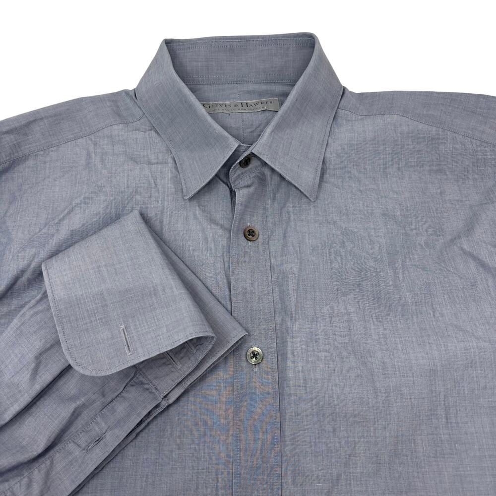 Gieves & Hawkes Mens 16 (Large) Gray Long Sleeve‎ French Cuff Button Up Shirt